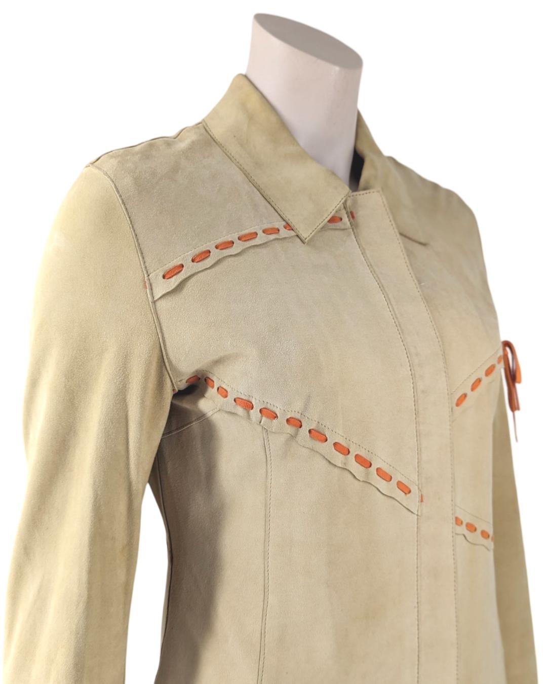 D&G Dolce and Gabbana Suede Leather Brown Set Dress and Jacket 2000s For Sale 8