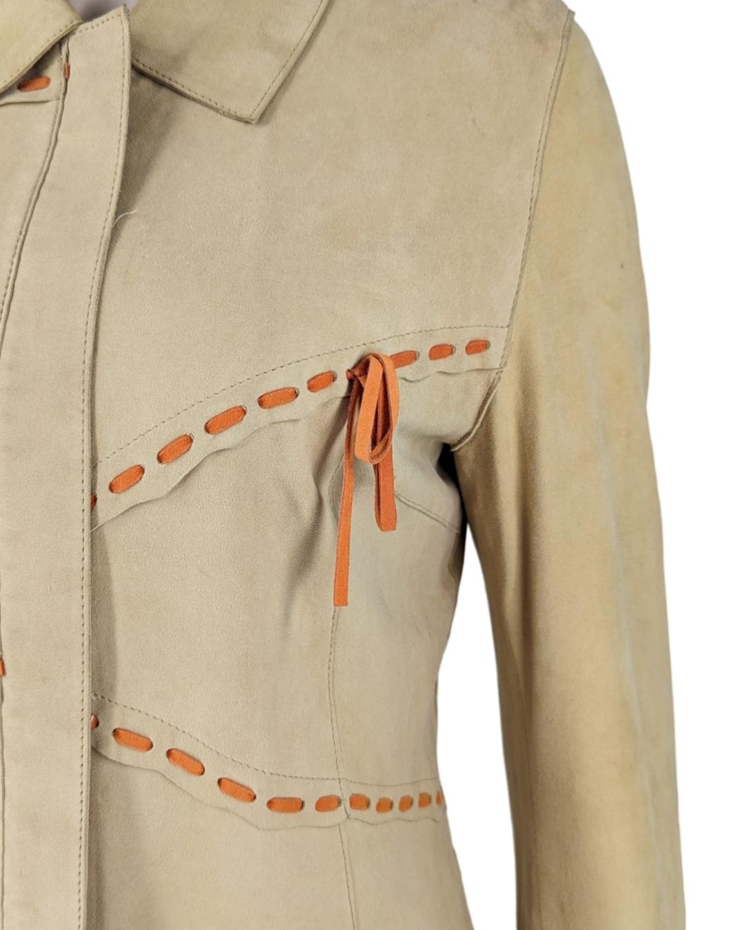 D&G Dolce and Gabbana Suede Leather Brown Set Dress and Jacket 2000s For Sale 13