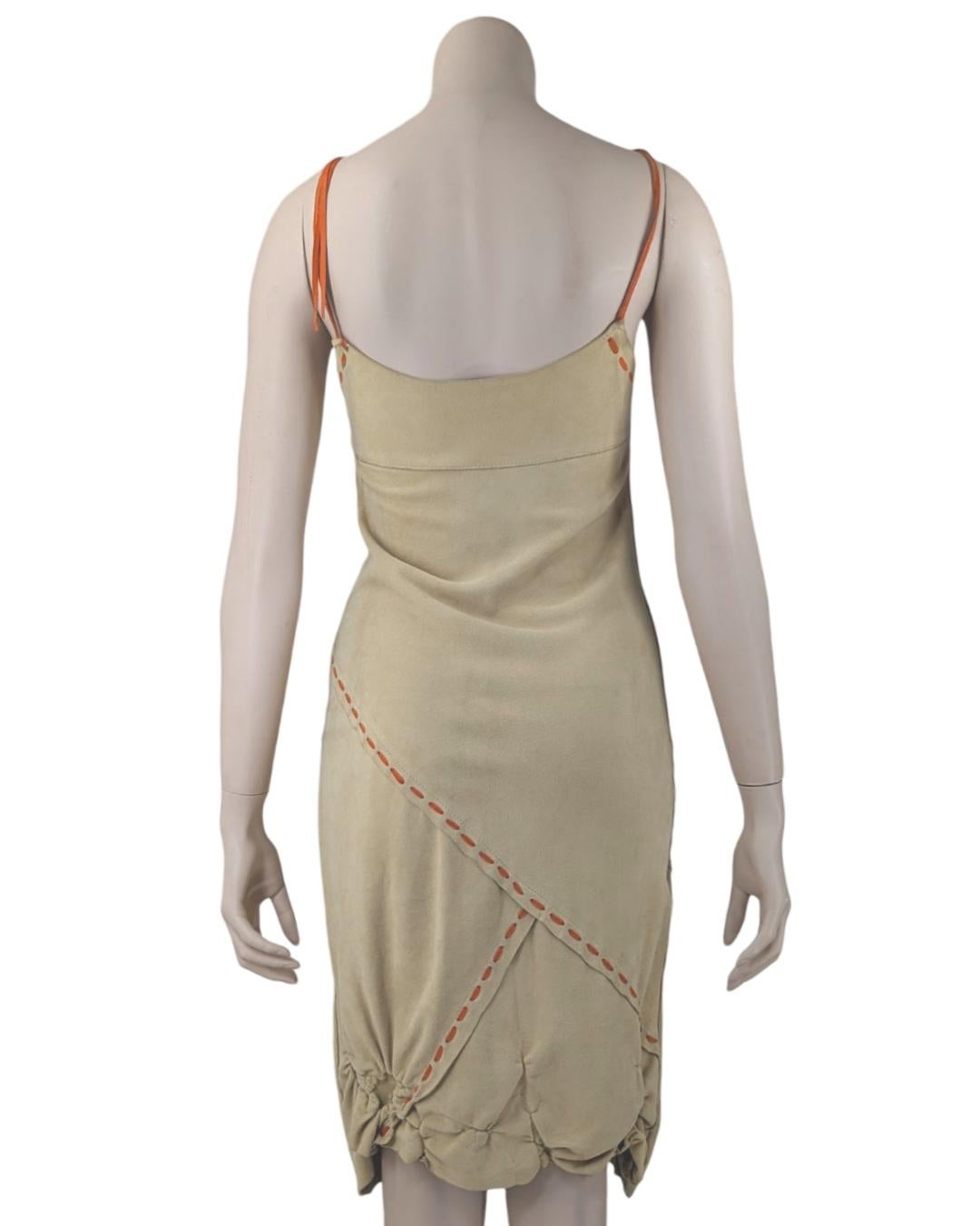 Women's or Men's D&G Dolce and Gabbana Suede Leather Brown Set Dress and Jacket 2000s For Sale