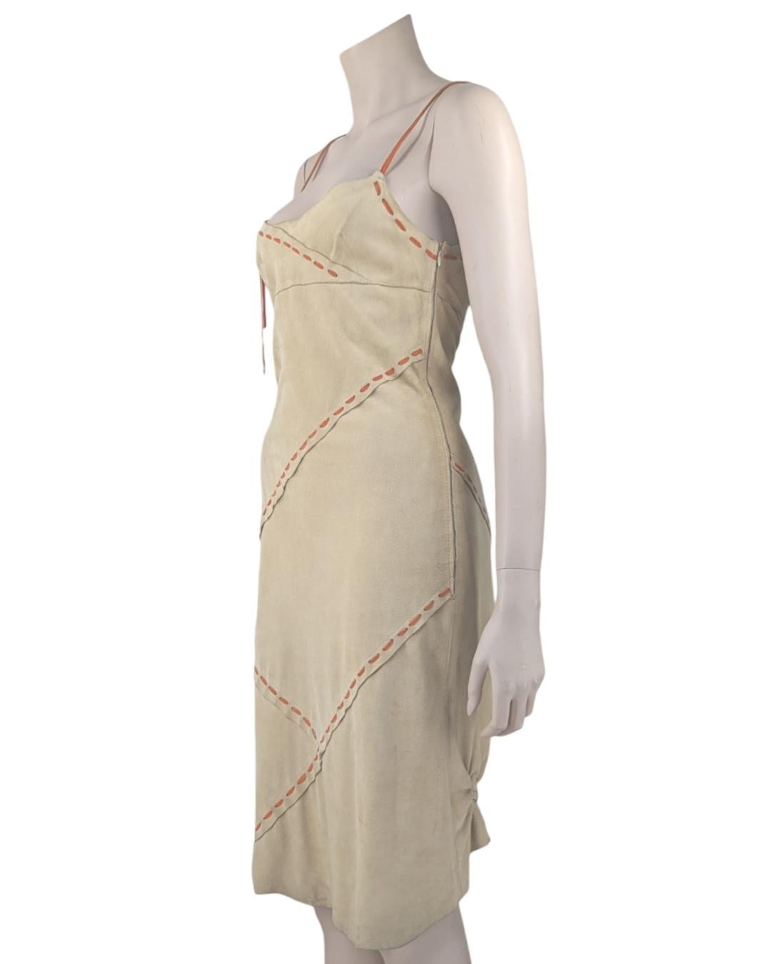 D&G Dolce and Gabbana Suede Leather Brown Set Dress and Jacket 2000s For Sale 1