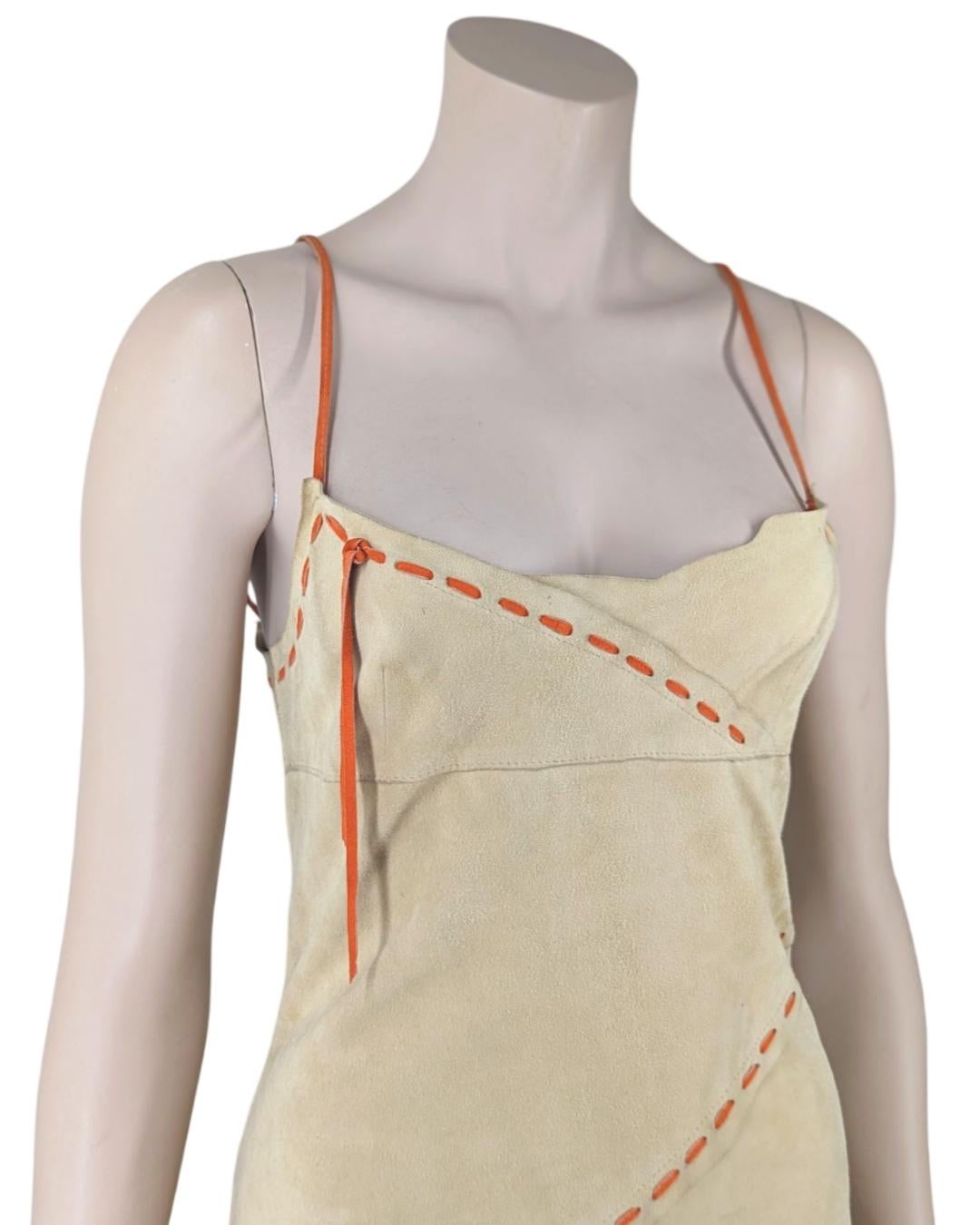 D&G Dolce and Gabbana Suede Leather Brown Set Dress and Jacket 2000s For Sale 2