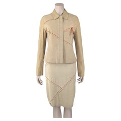 D&G Dolce & Gabbana Wildleder Brown Set Kleid und Jacke 2000s