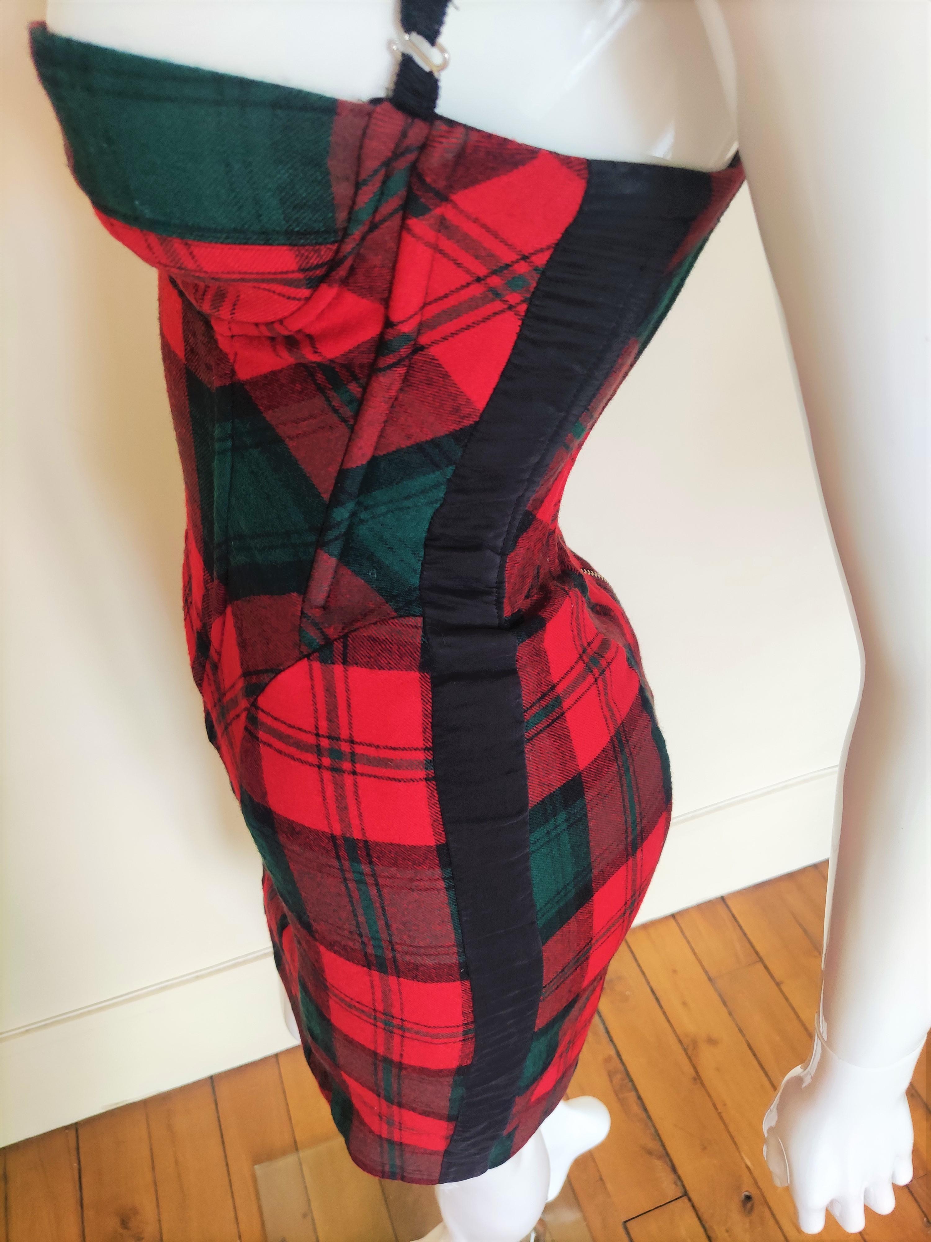 Women's D&G Dolce and Gabbana Tartan Plaid Pattern Bustier Cocktail Top Corset Dress For Sale