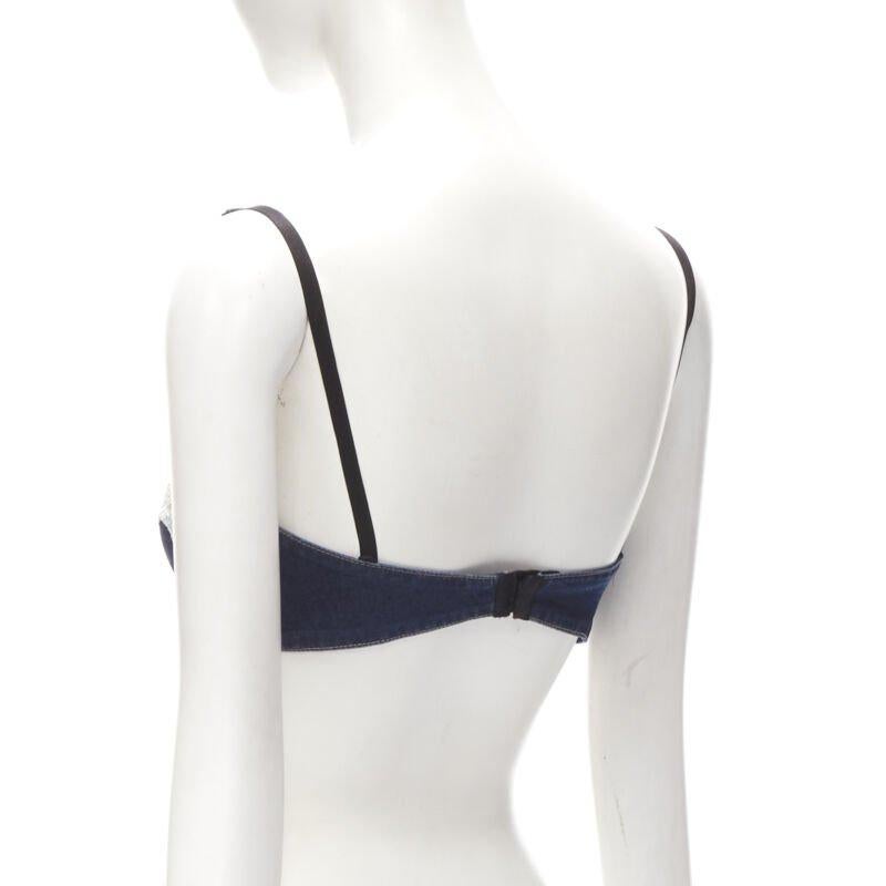 D&G DOLCE GABBANA 2001 Vintage white lace trim denim padded bra S 1