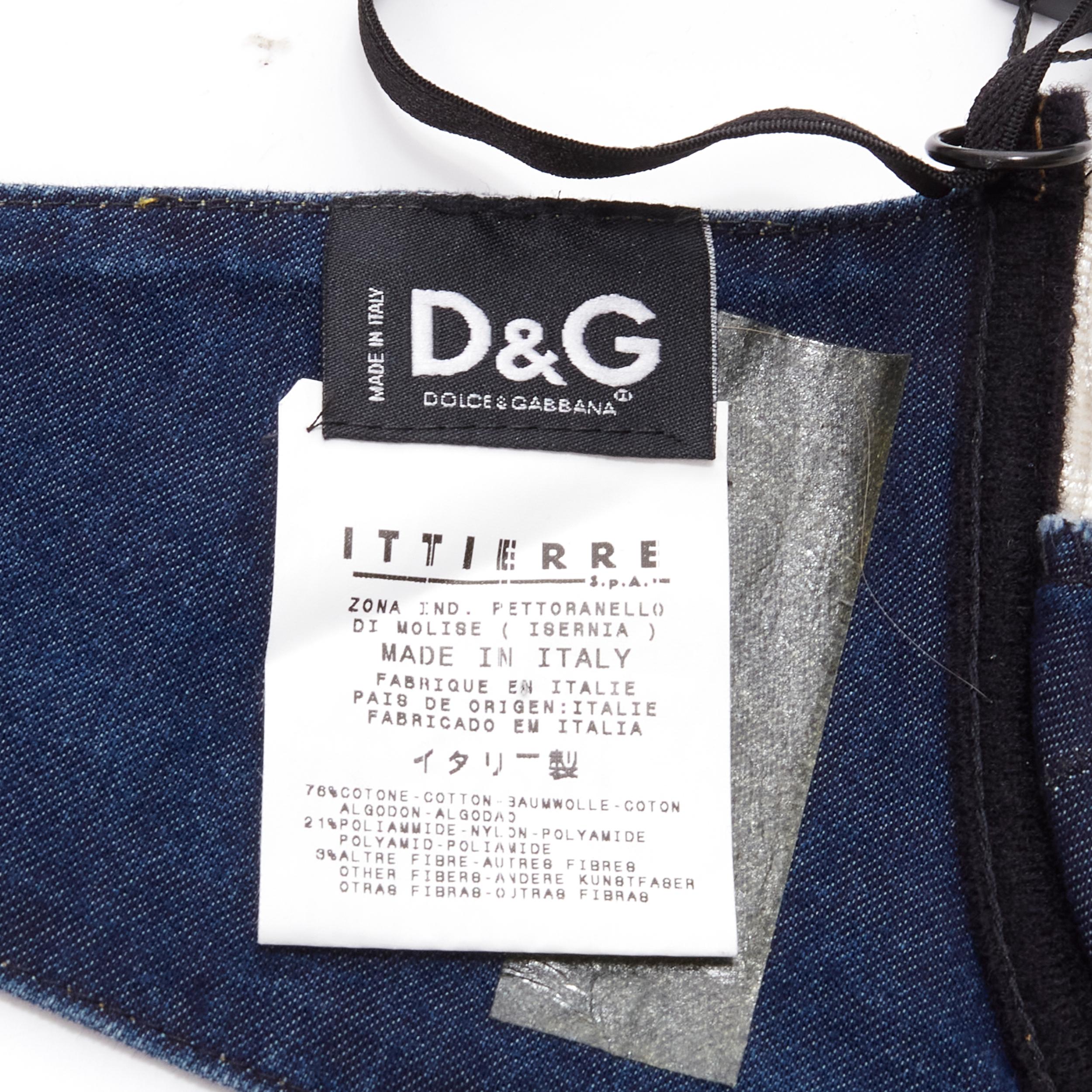 D&G DOLCE GABBANA 2001 Vintage white lace trim denim padded bra S For Sale 4