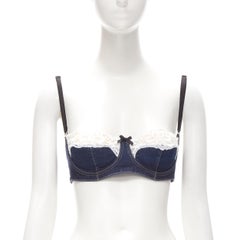 D&G DOLCE GABBANA 2001 Vintage white lace trim denim padded bra S