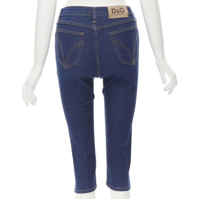 D&G DOLCE GABBANA 2001 Y2K blue denim overstitch bralette knee jeans S 26