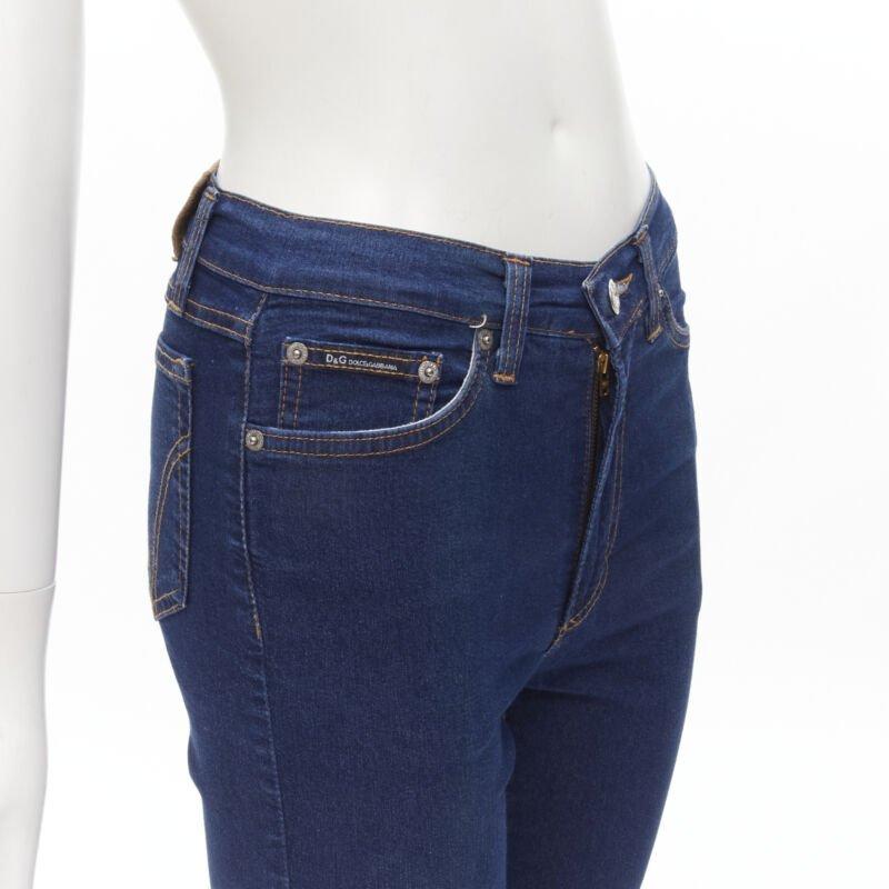 D&G DOLCE GABBANA 2001 Y2K blue denim overstitch bralette knee jeans S 26