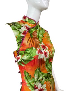 D&G DOLCE & GABBANA 2005 Vintage Runway Cheongsam Tropical Floral Dress