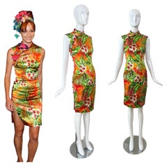D&G DOLCE & GABBANA 2005 Vintage Runway Cheongsam Tropical Floral Dress