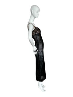 D&G DOLCE & GABBANA 98/99 Vintage Boned and Embellished Sheer Tulle Maxi Dress