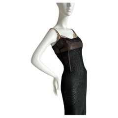 D&G DOLCE & GABBANA 98/99 Vintage Boned and Embellished Sheer Tulle Maxi Dress
