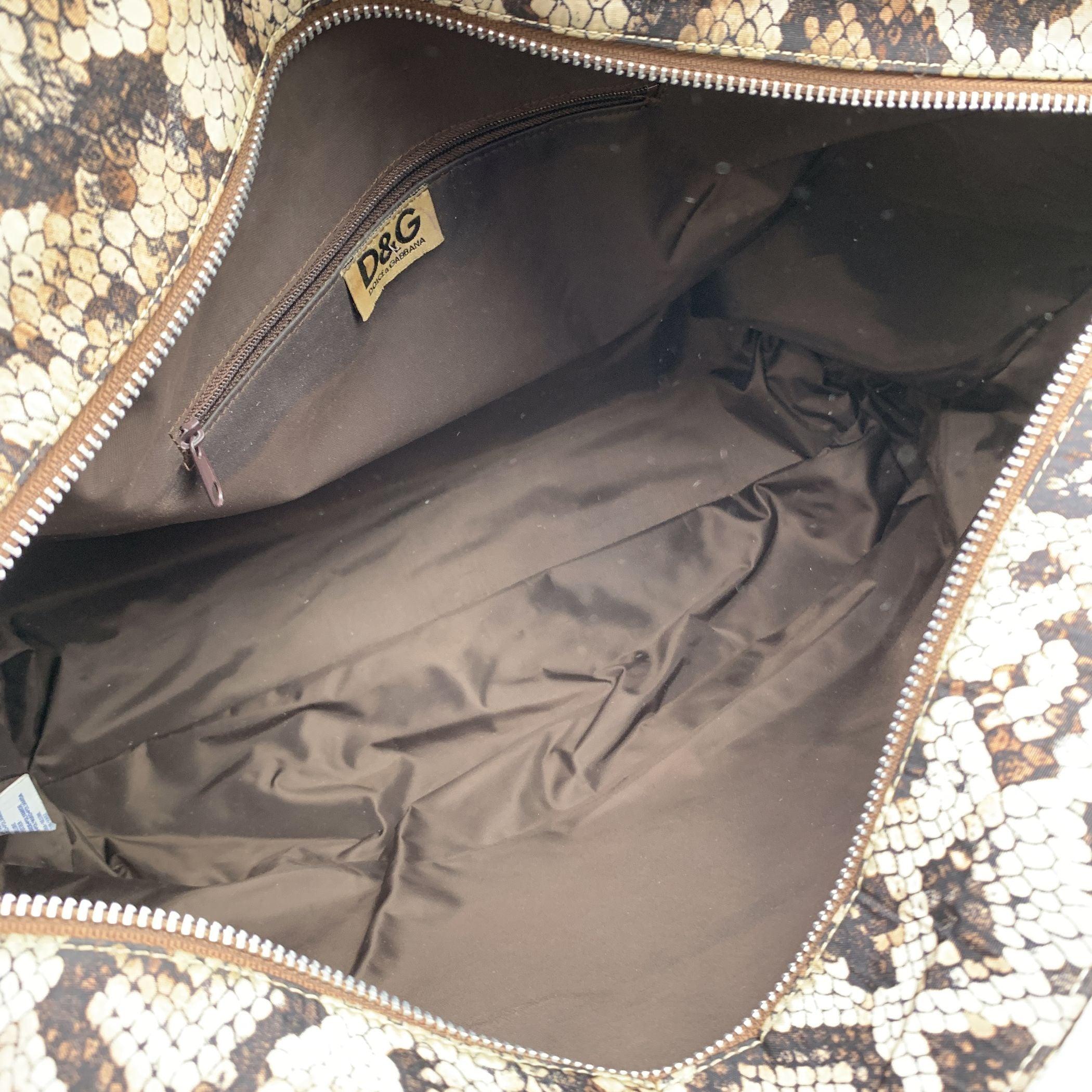 Women's D&G Dolce & Gabbana Beige Animalier Pattern Nylon Tote Bag