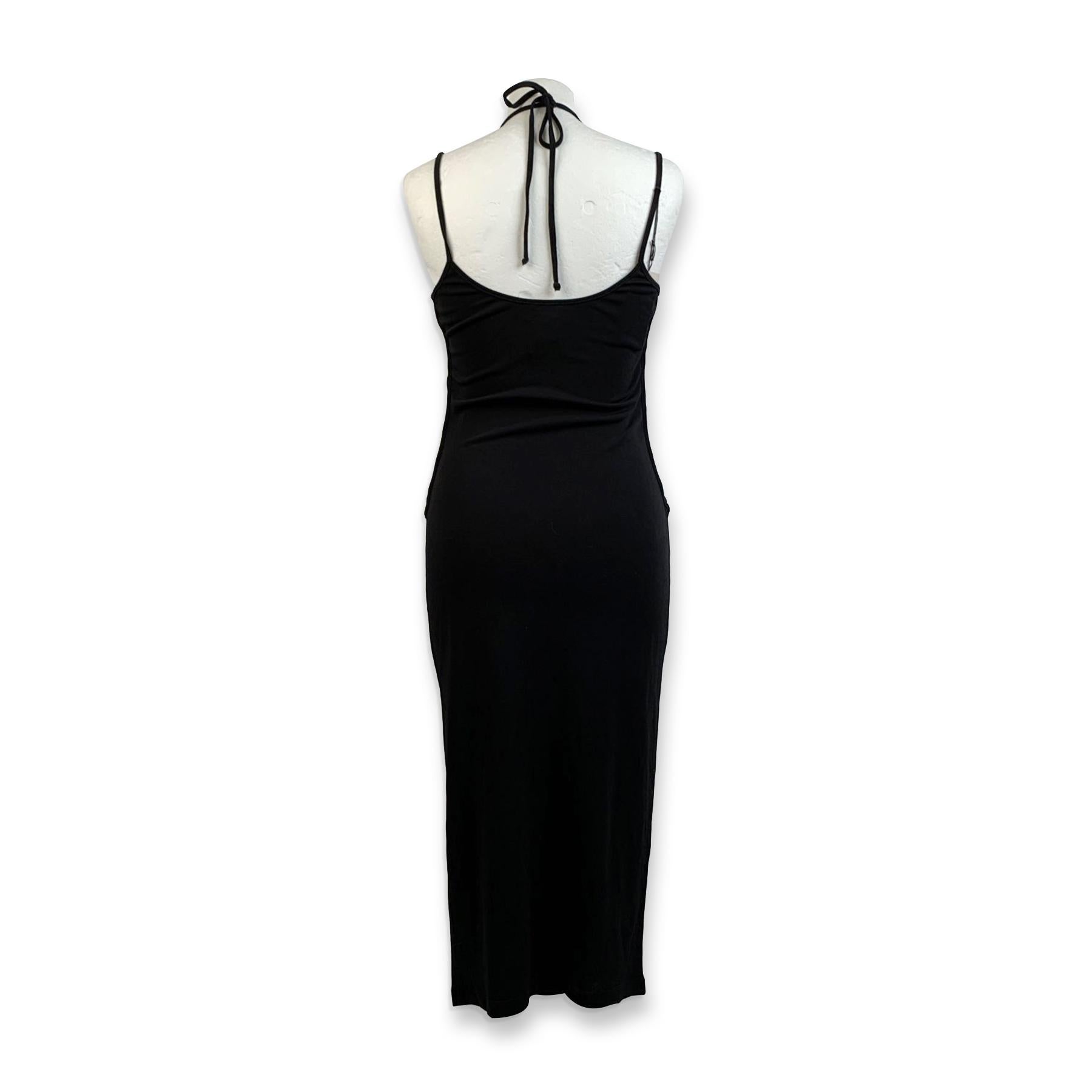 D&G Dolce & Gabbana Black Bodycon Dress with Crisscross Detail Size 44 In Excellent Condition In Rome, Rome