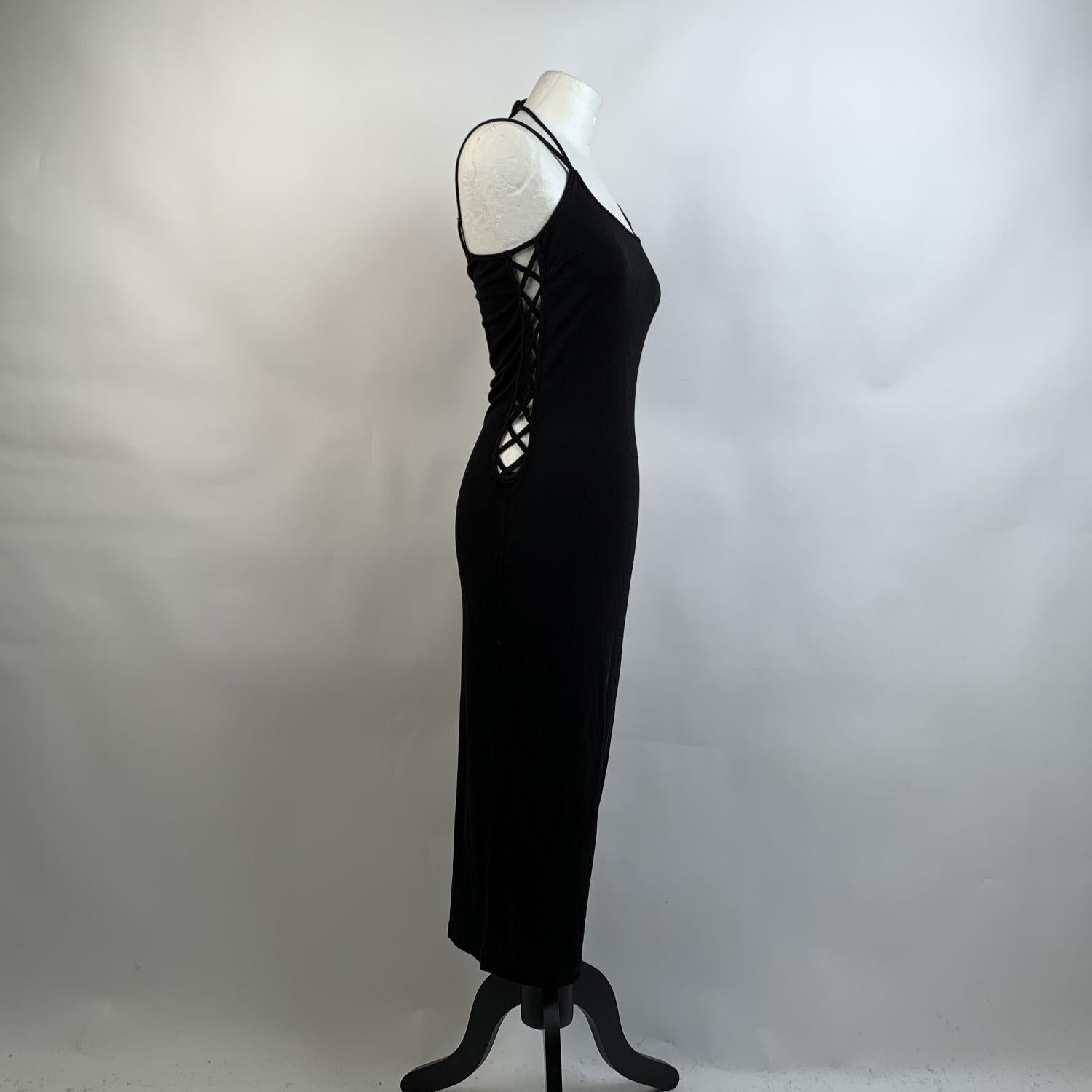 D&G Dolce & Gabbana Black Bodycon Dress with Crisscross Detail Size 44 1