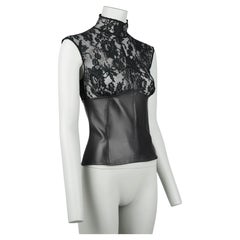D.G. Dolce & Gabbana Top a corsetto in pelle e pizzo nero, Primavera/Estate 2000 IT42