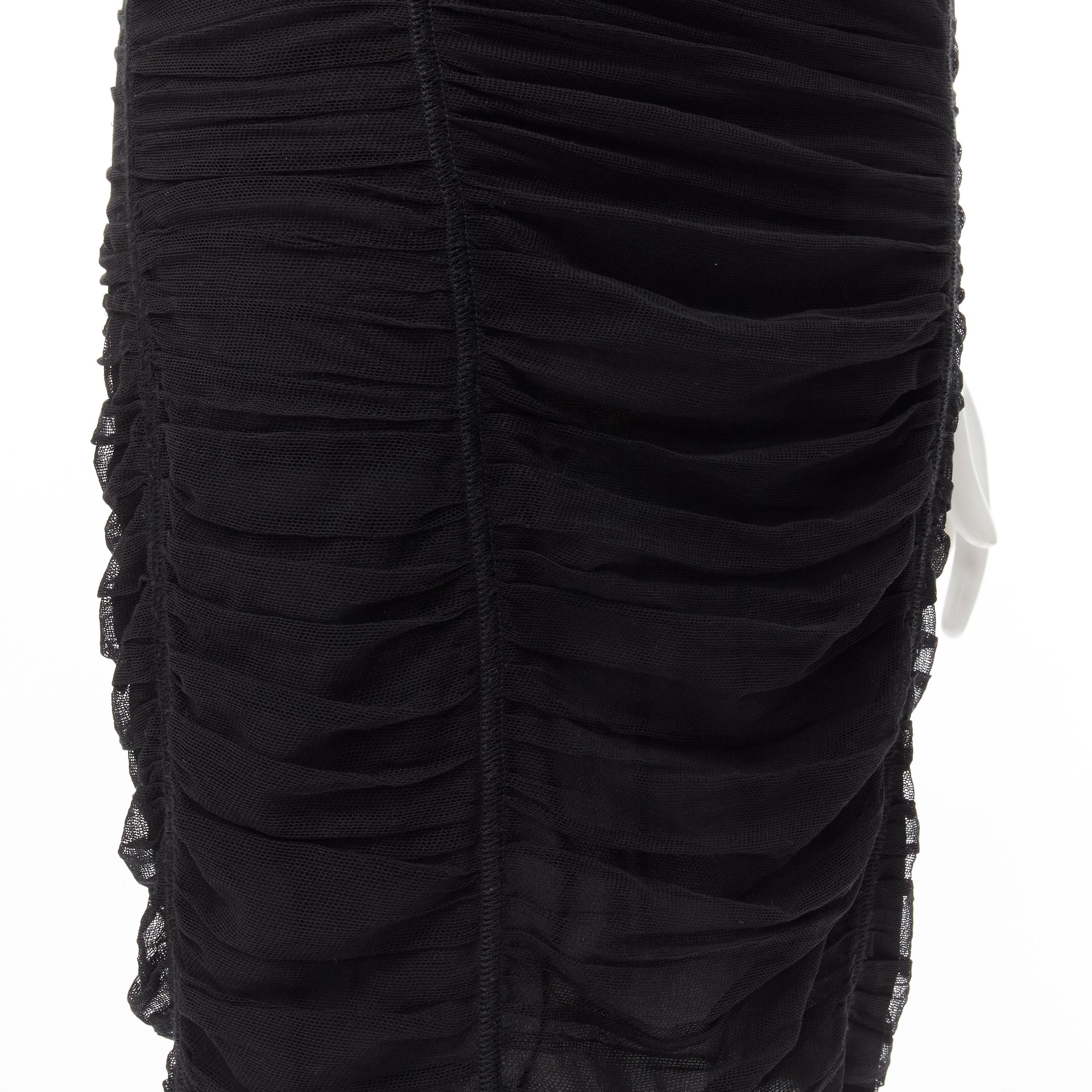 D&G DOLCE GABBANA black ruched tulle cocktail dress IT40 S In Excellent Condition In Hong Kong, NT