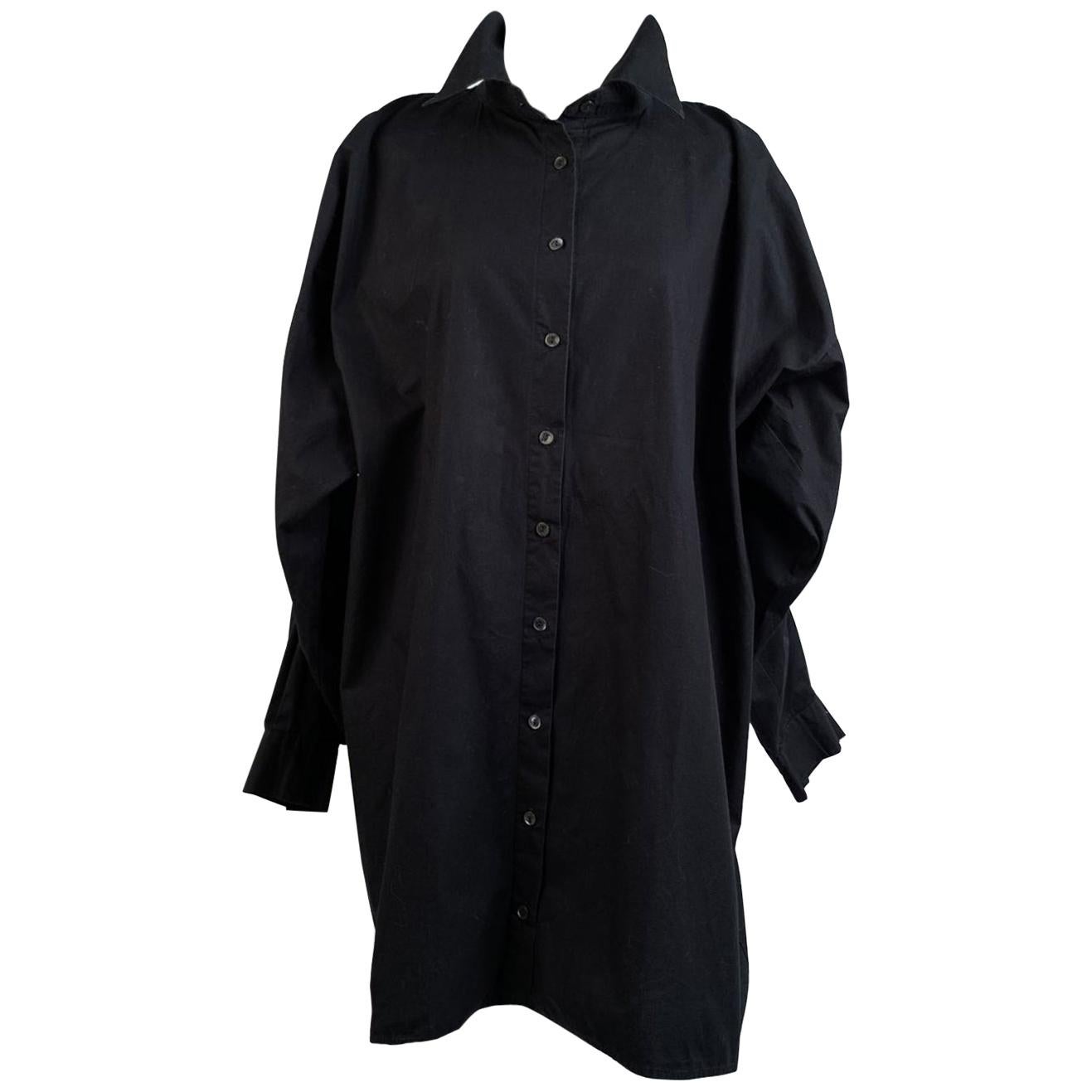 D&G Dolce & Gabbana Black Shirt Dress with Braces Detailing Size 42