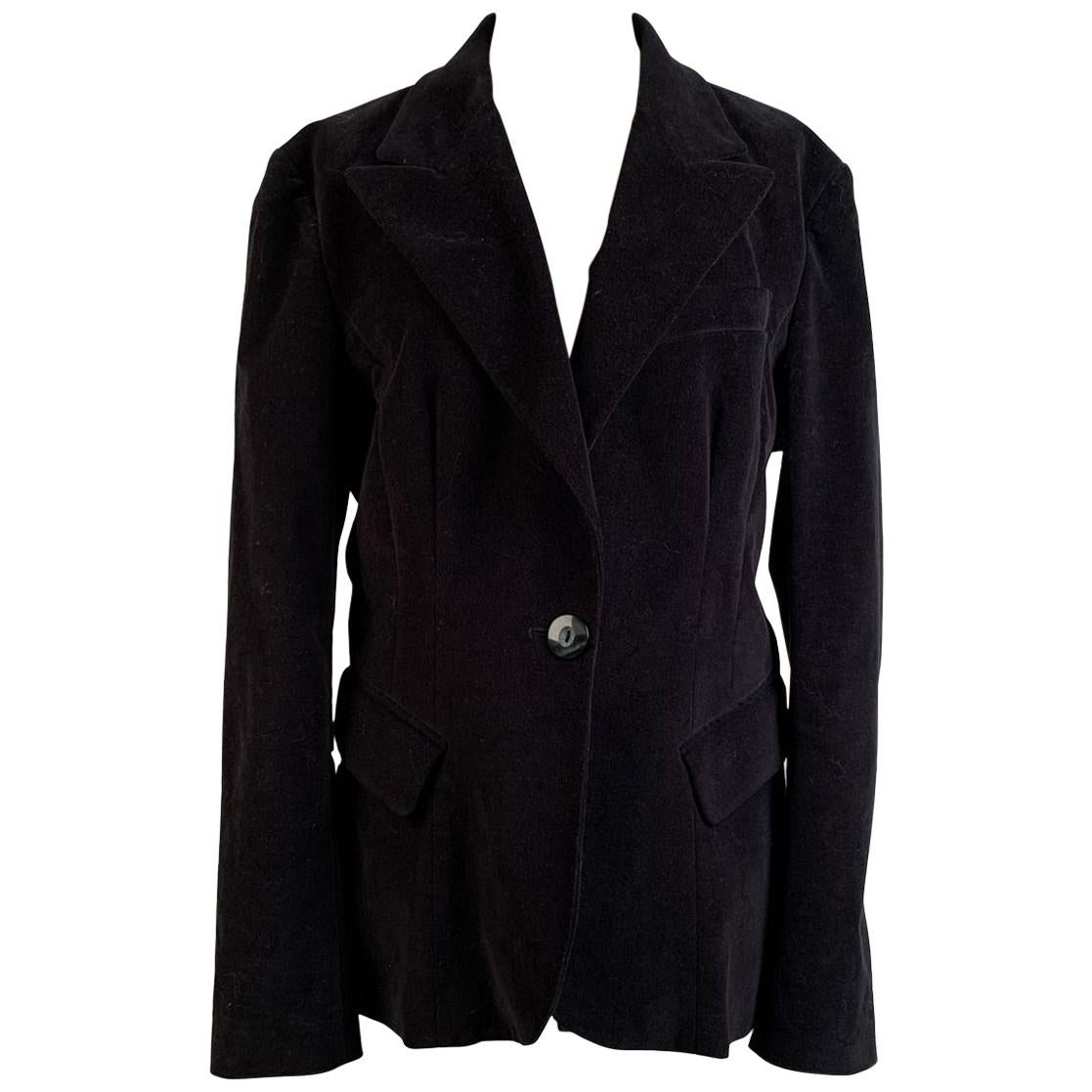 Gabbana Black Velvet Blazer Jacket Size 