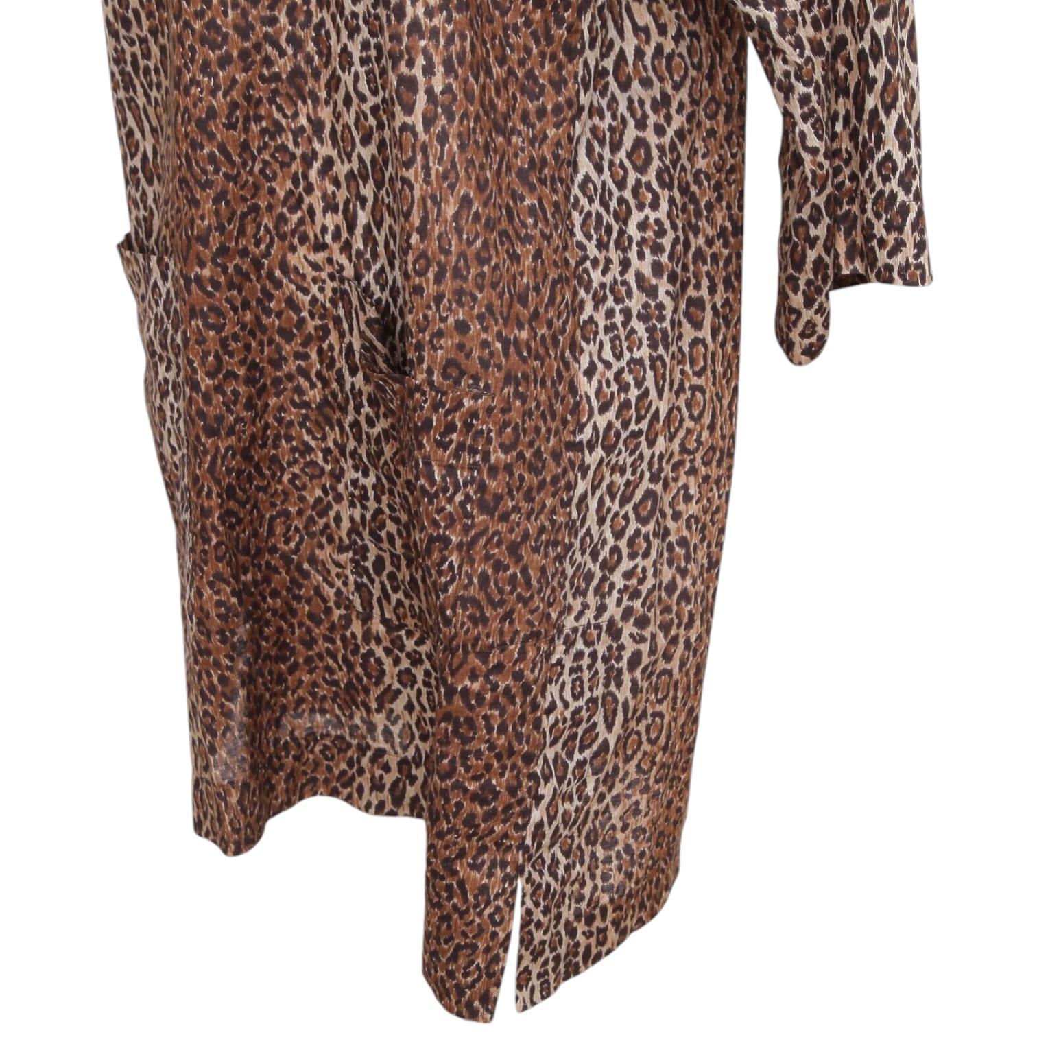 D&G DOLCE & GABBANA Brown Leopard MINI LEO LOVE Beachwear Dress Cotton For Sale 1