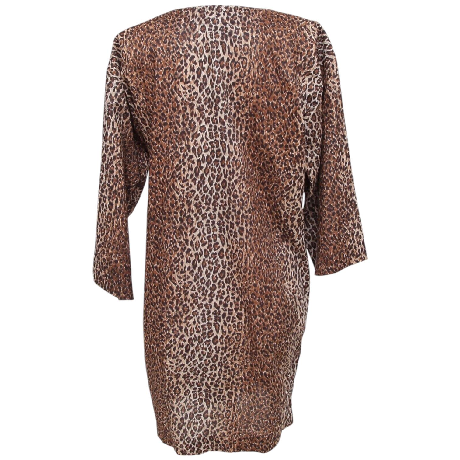 D&G DOLCE & GABBANA Brown Leopard MINI LEO LOVE Beachwear Dress Cotton For Sale 2
