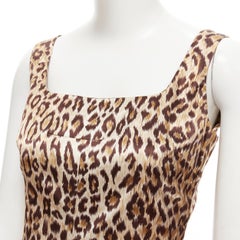 D&G DOLCE GABBANA  brown leopard print sheath cocktail dress IT42 M