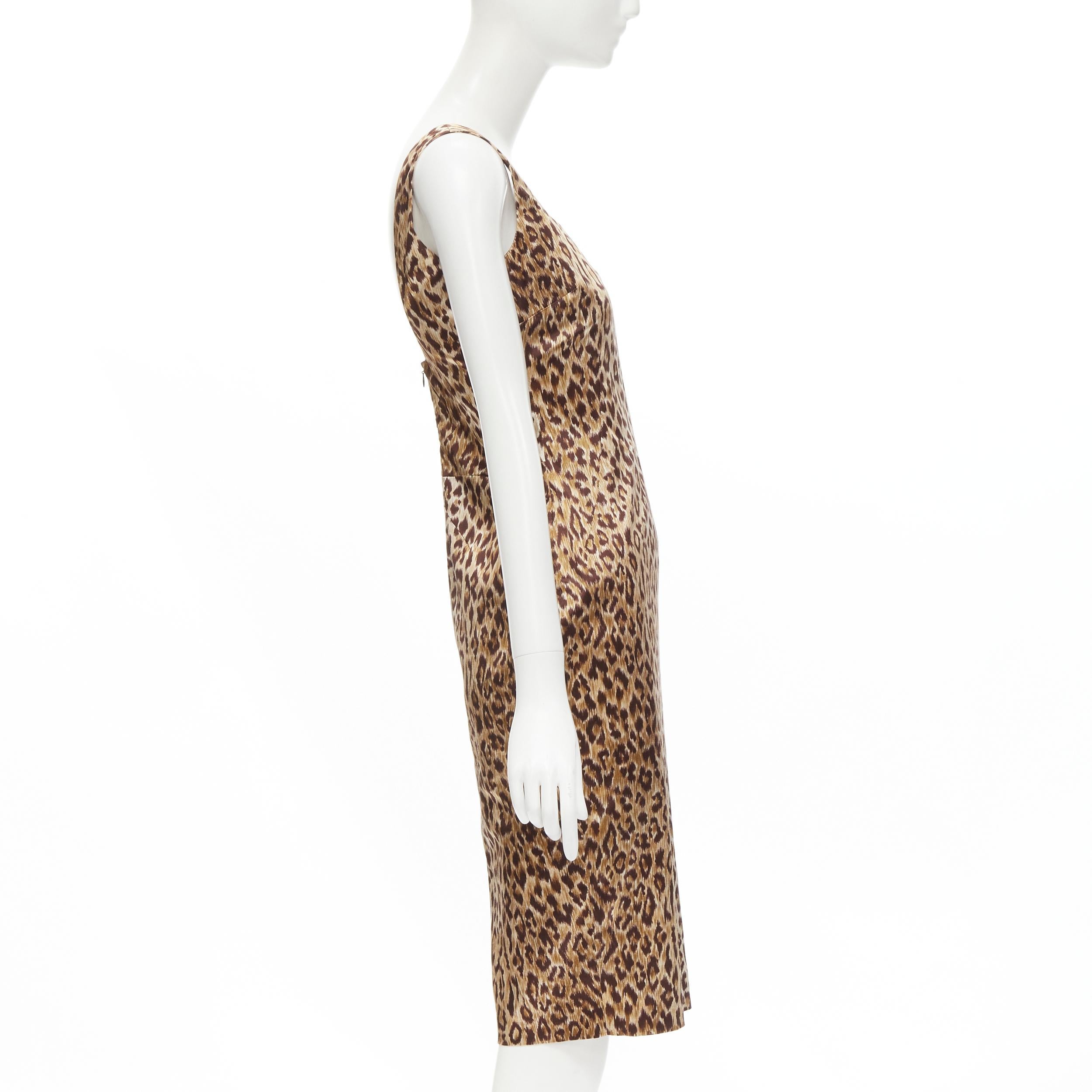 D&G DOLCE GABBANA  brown leopard print sheath cocktail dress IT42 M In Excellent Condition In Hong Kong, NT