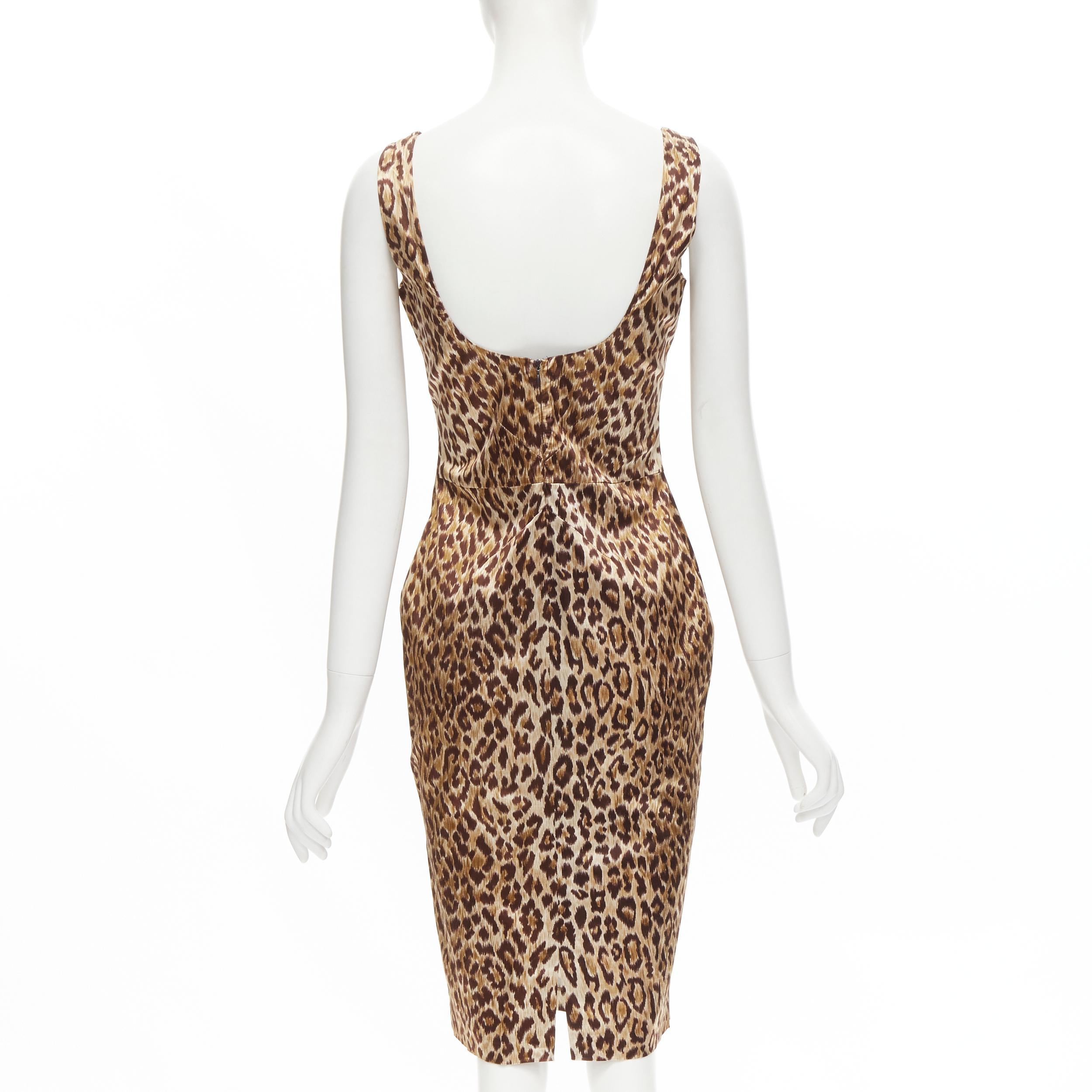 D&G DOLCE GABBANA  brown leopard print sheath cocktail dress IT42 M 1