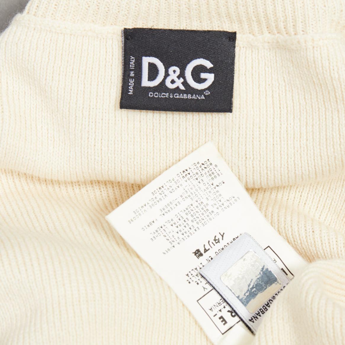 D&G by DOLCE & GABBANA crema in lana merino floreale  dolcevita in pizzo trasparente IT42 M in vendita 3
