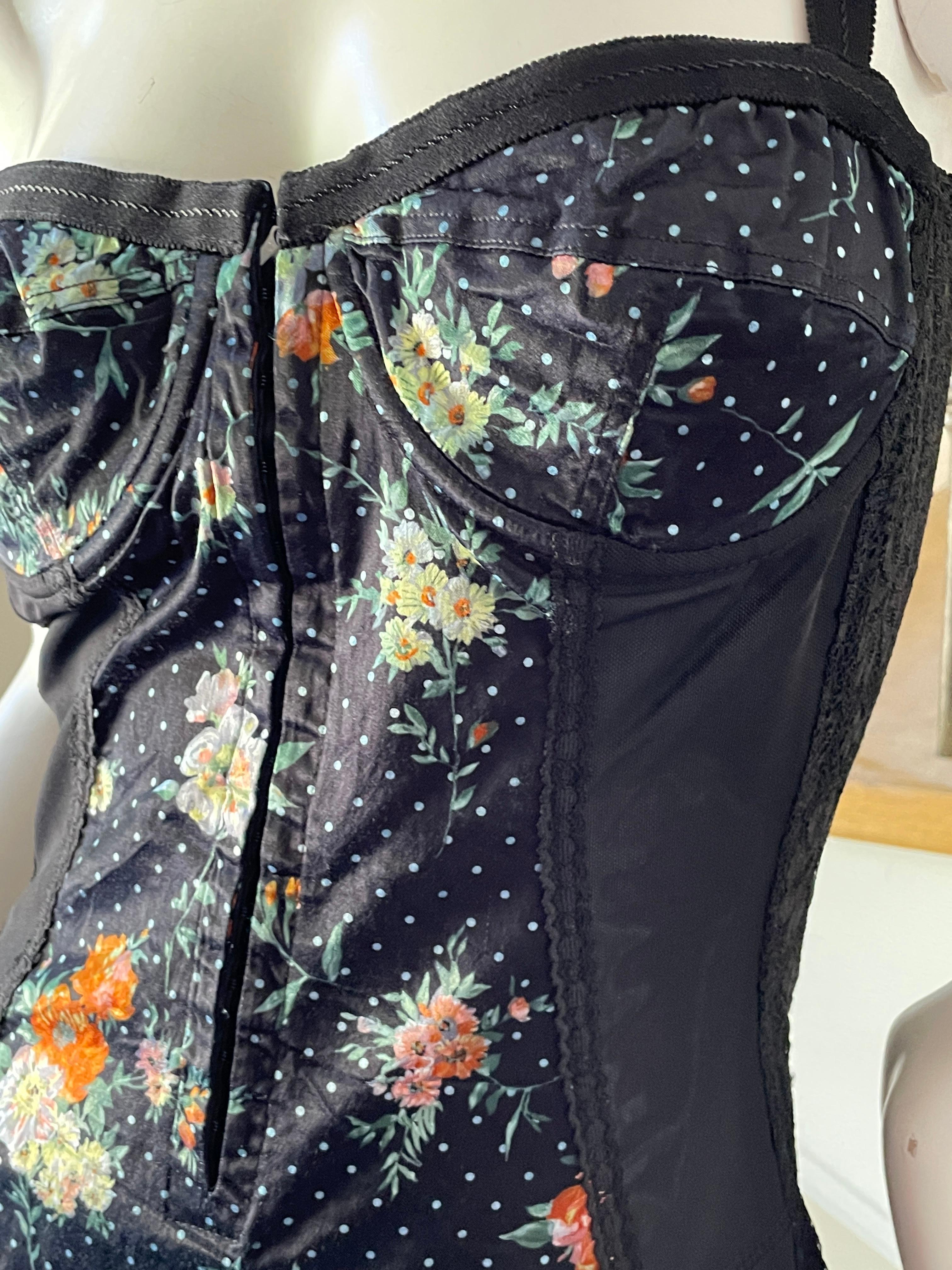 D&G Dolce & Gabbana Floral Print Corset Cocktail Dress  In Excellent Condition For Sale In Cloverdale, CA