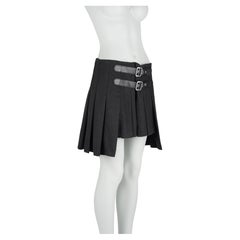 D&G Dolce & Gabbana FW 2003 Pleated Buckle Mini Skirt IT 28/42