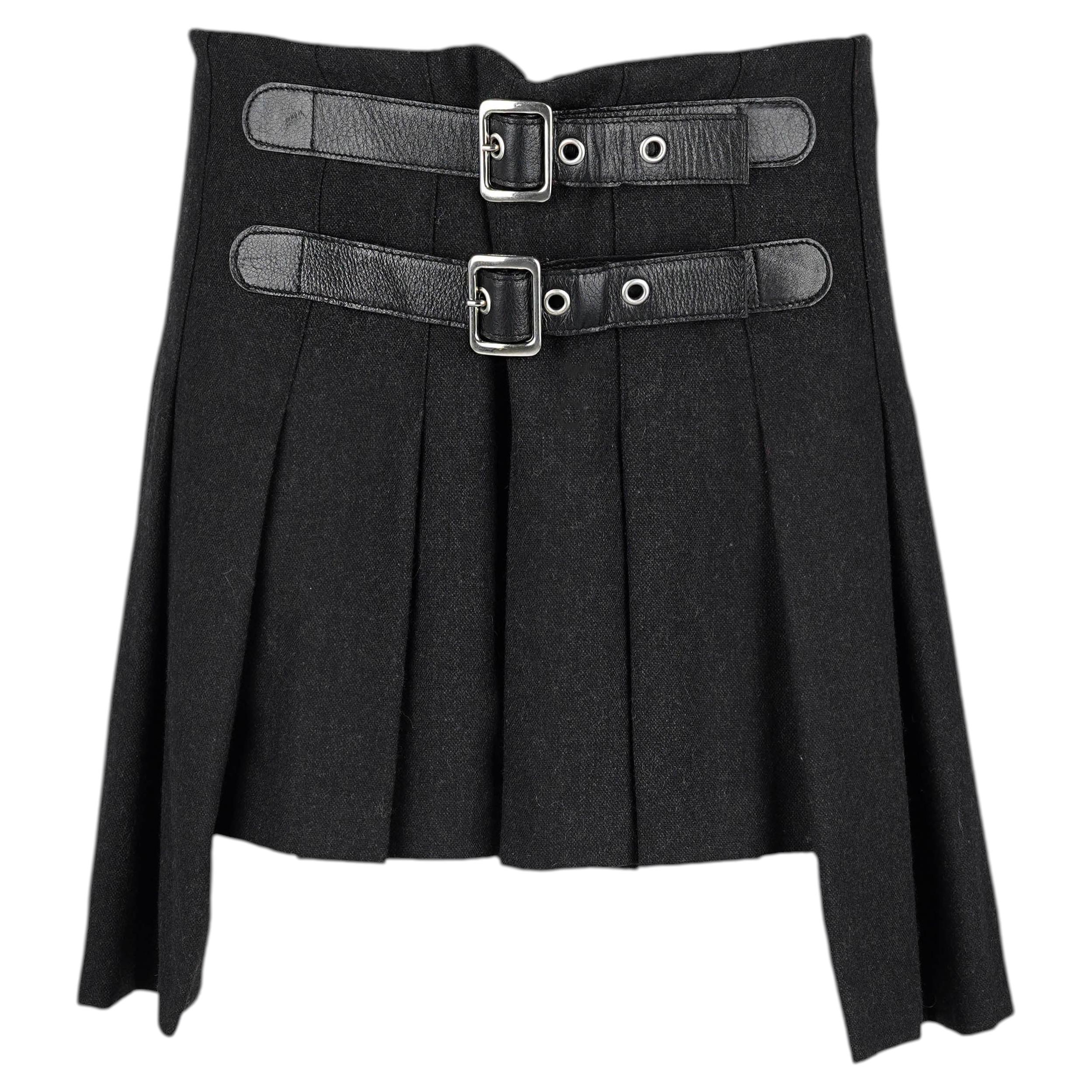 D&G Dolce and Gabbana FW 2003 Pleated Buckle Mini Skirt IT 28/42