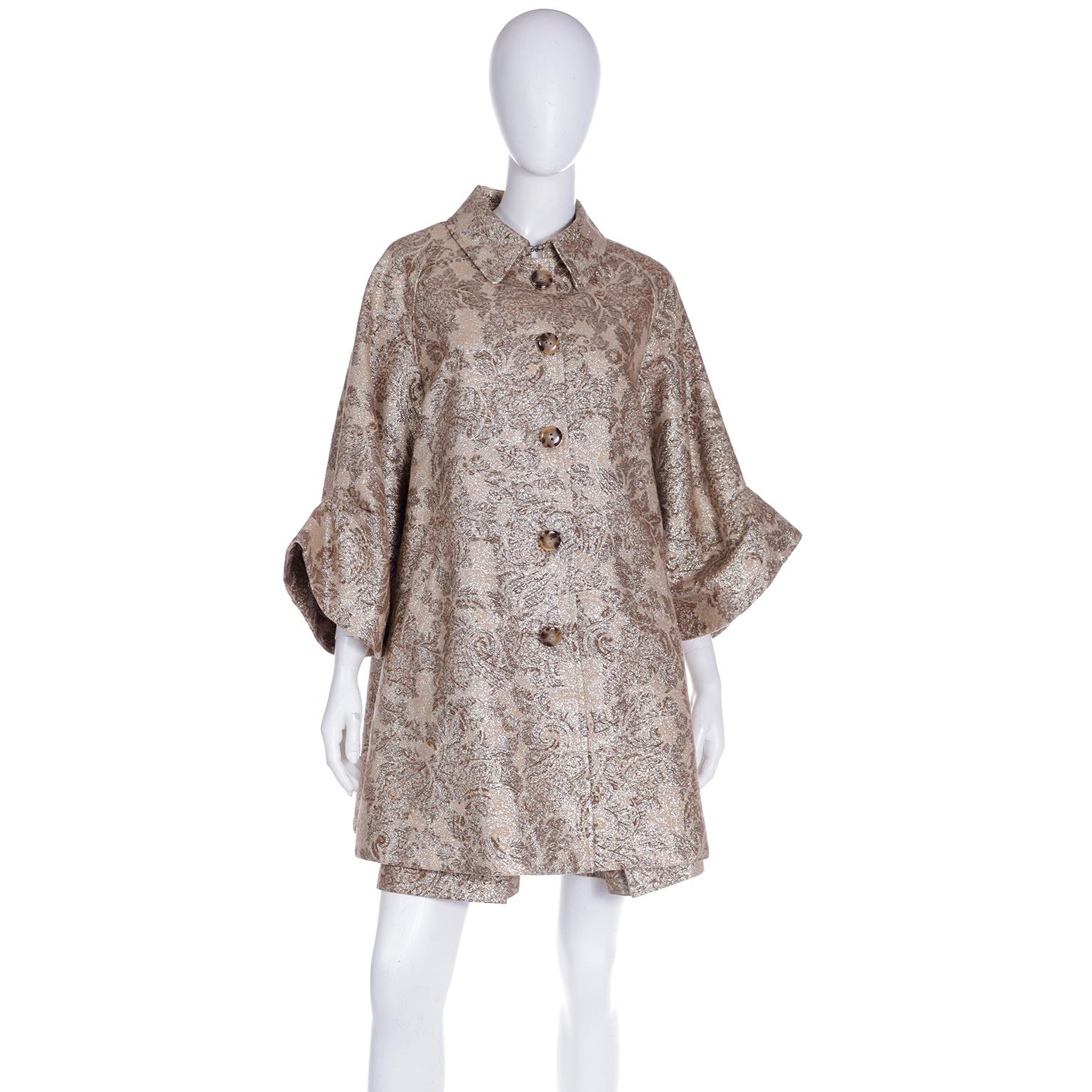 D&G Dolce & Gabbana Gold Floral Dress and Coat With Belt Amy Winehouse 2007 For Sale 7