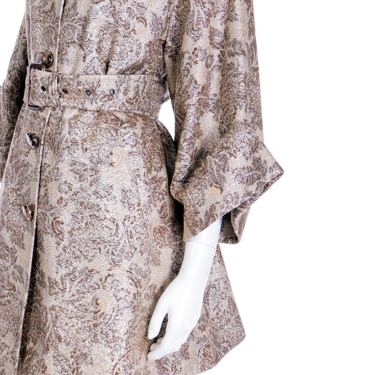 D&G Dolce & Gabbana Gold Floral Dress and Coat With Belt Amy Winehouse 2007 For Sale 9