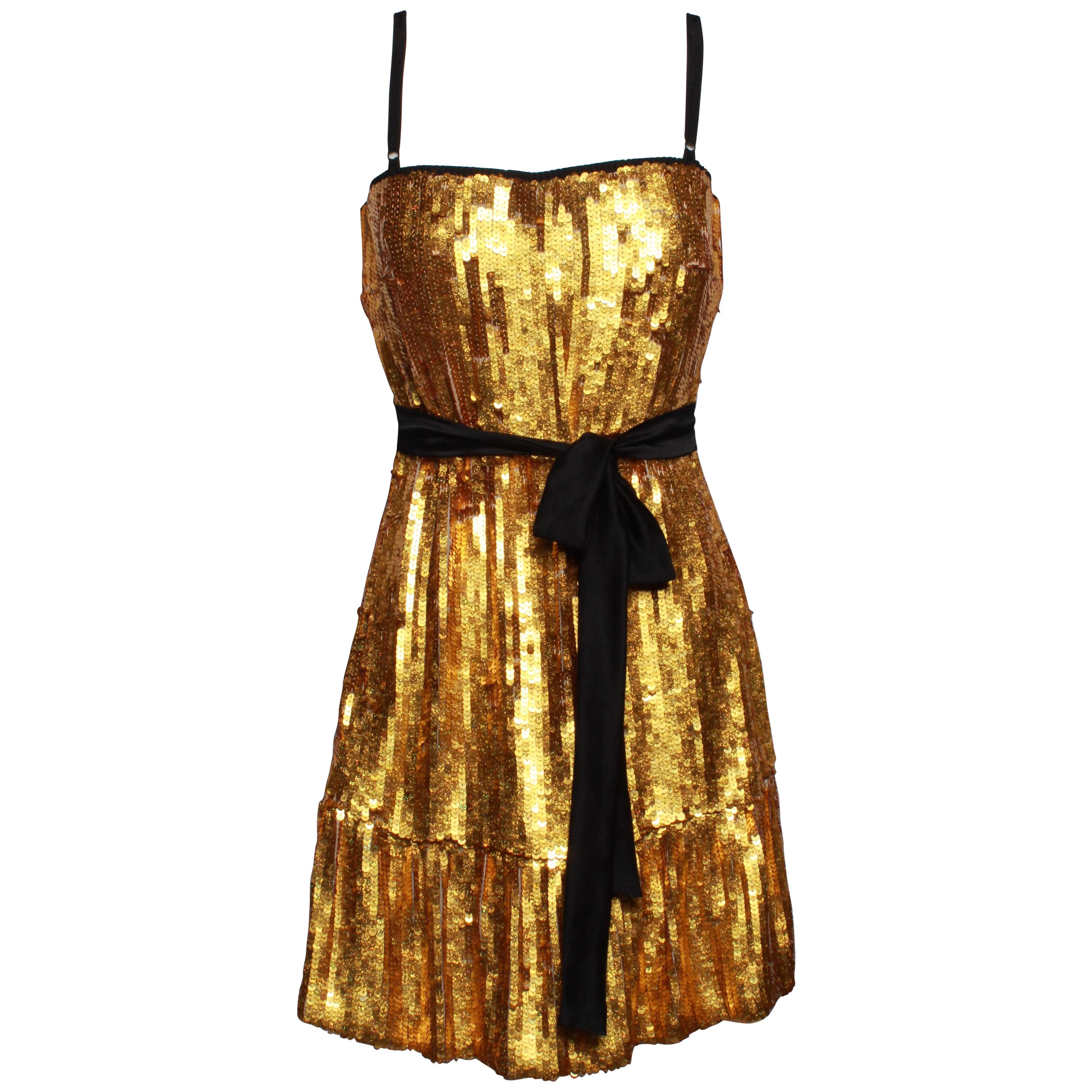 D&G Dolce & Gabbana Gold Sequin Cocktail Dress