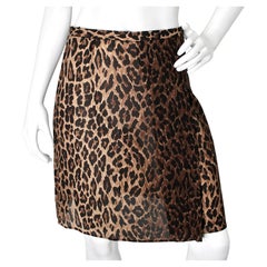 D&G Dolce & Gabbana Leopard Print Silk Skirt circa 1990s