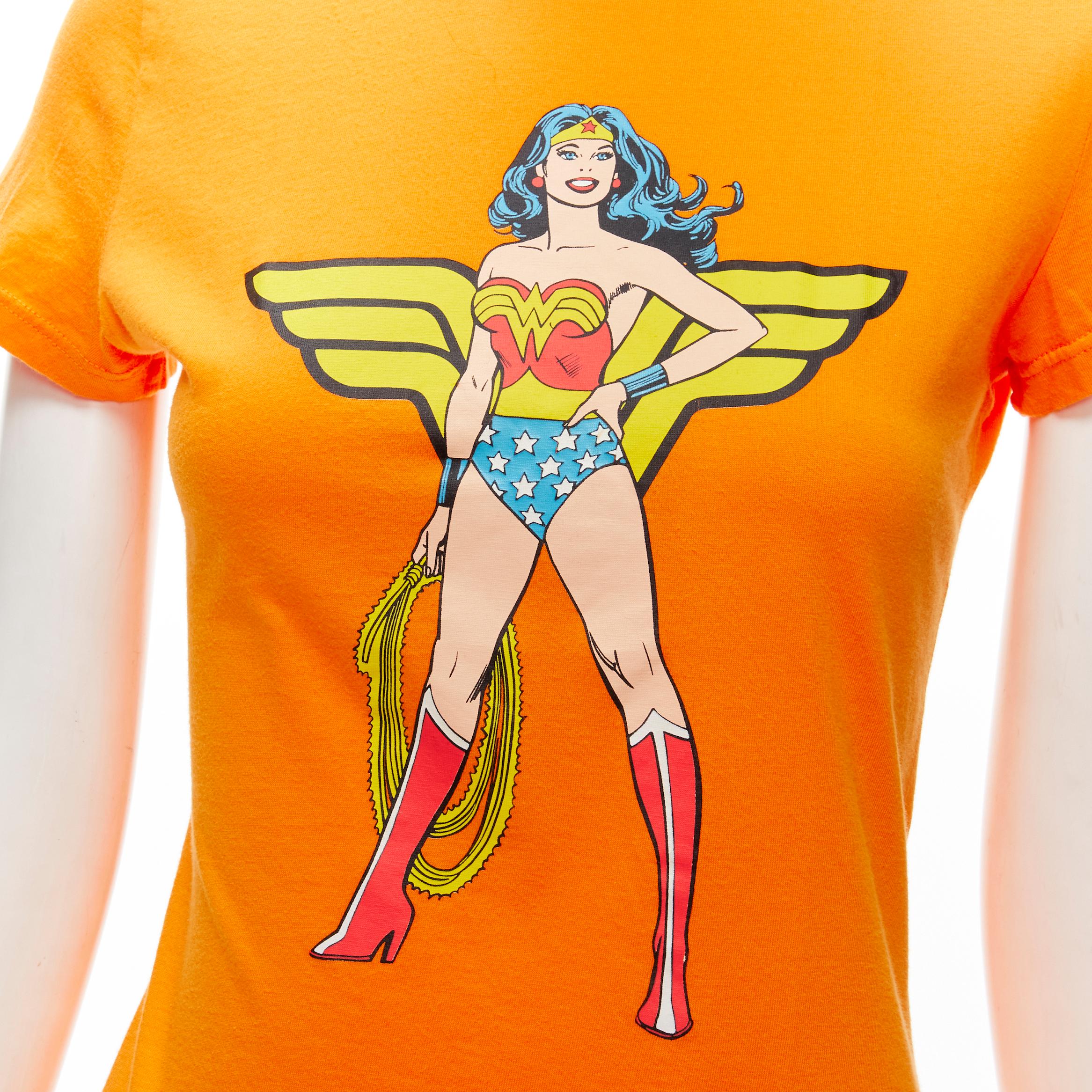 Women's D&G DOLCE GABBANA Limited Edition Wonder Woman print orange cotton tshirt  XS