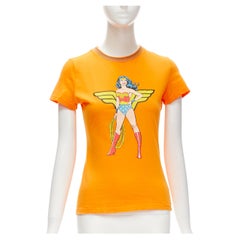 D&G DOLCE GABBANA Limited Edition Wonder Woman print orange cotton tshirt  XS
