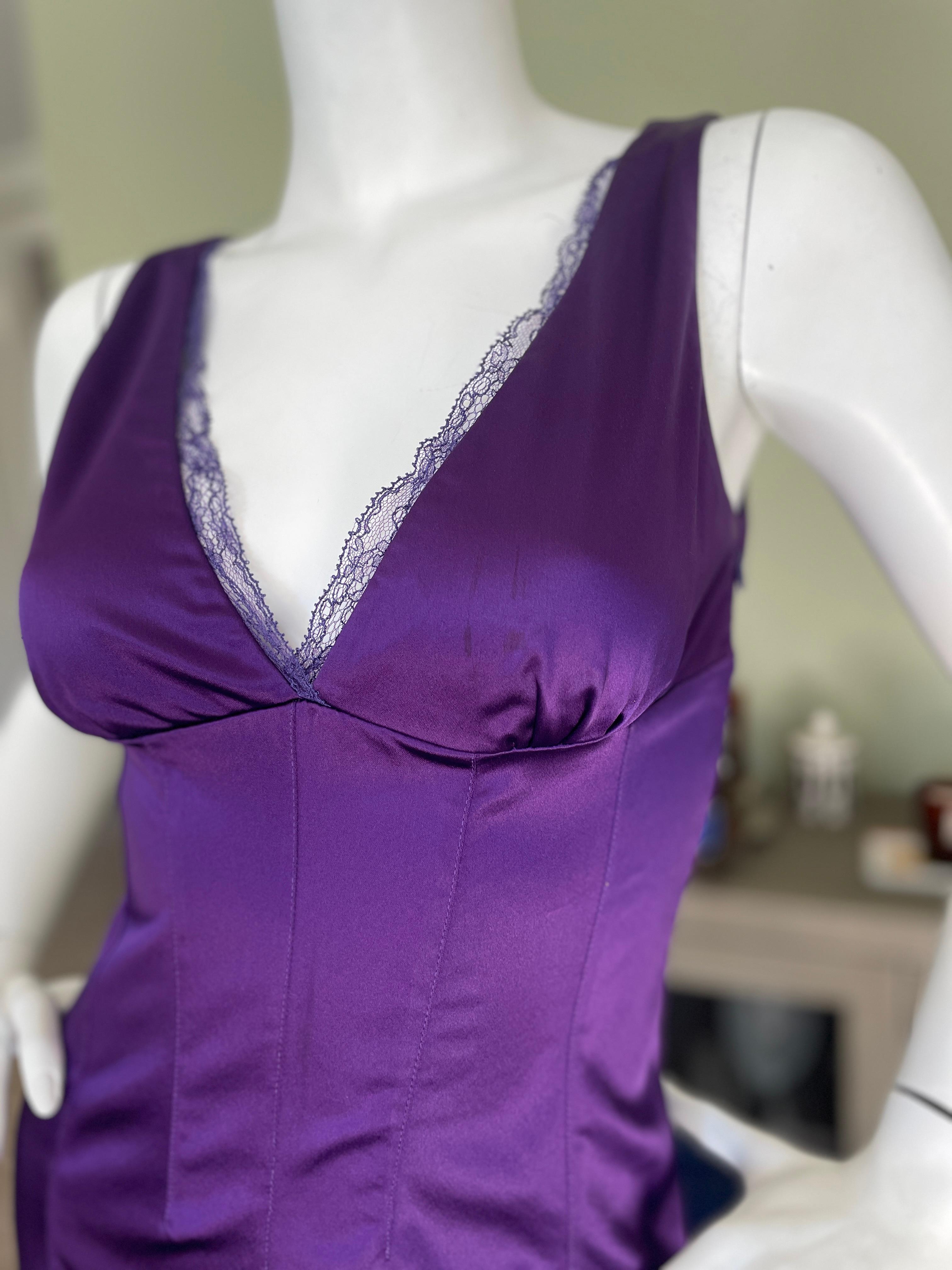 D&G Dolce & Gabbana Purple Lace Trim Cocktail Dress  In Excellent Condition In Cloverdale, CA