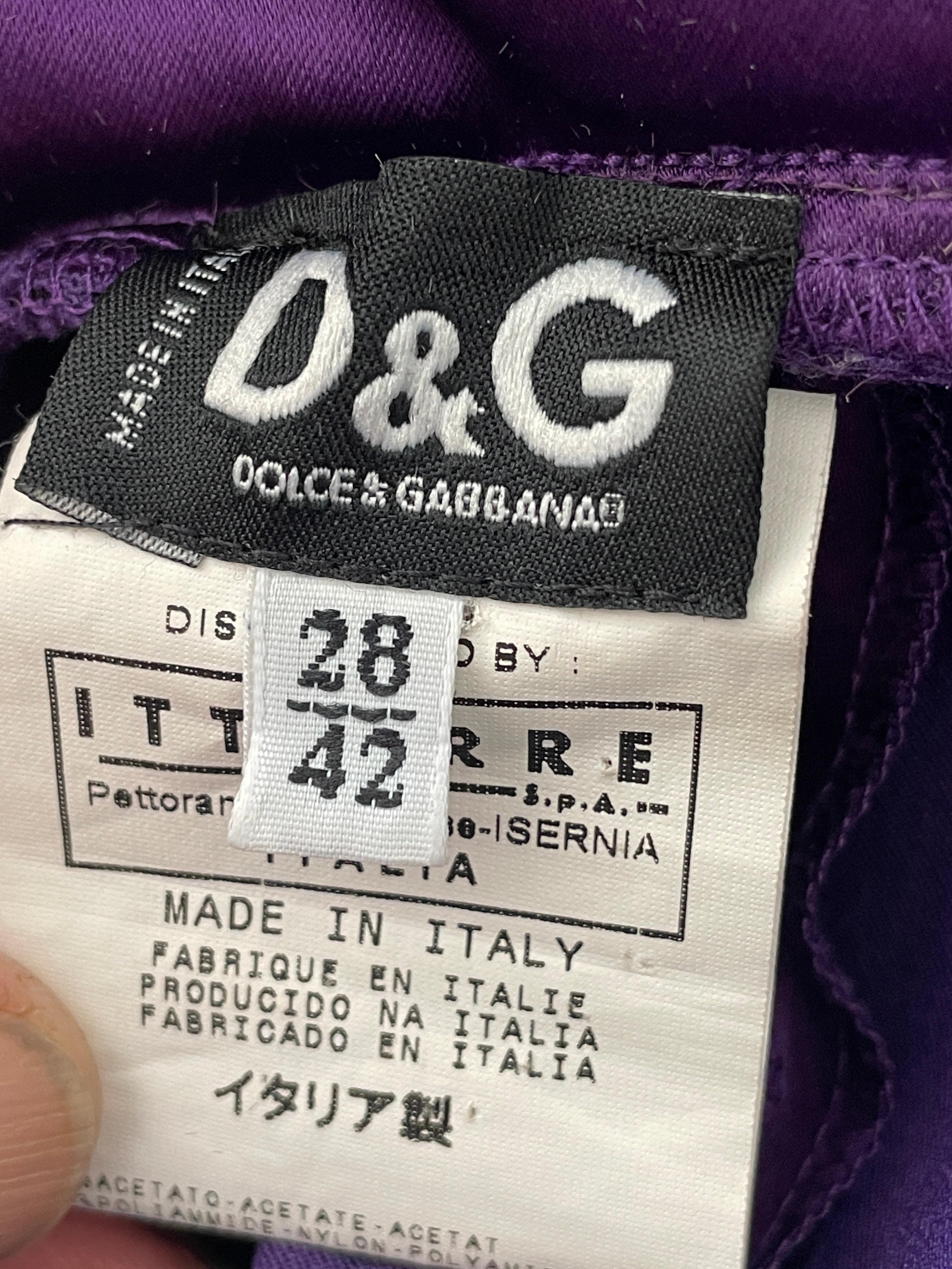 D&G Dolce & Gabbana Purple Lace Trim Cocktail Dress  1