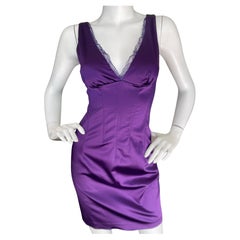 Used D&G Dolce & Gabbana Purple Lace Trim Cocktail Dress 