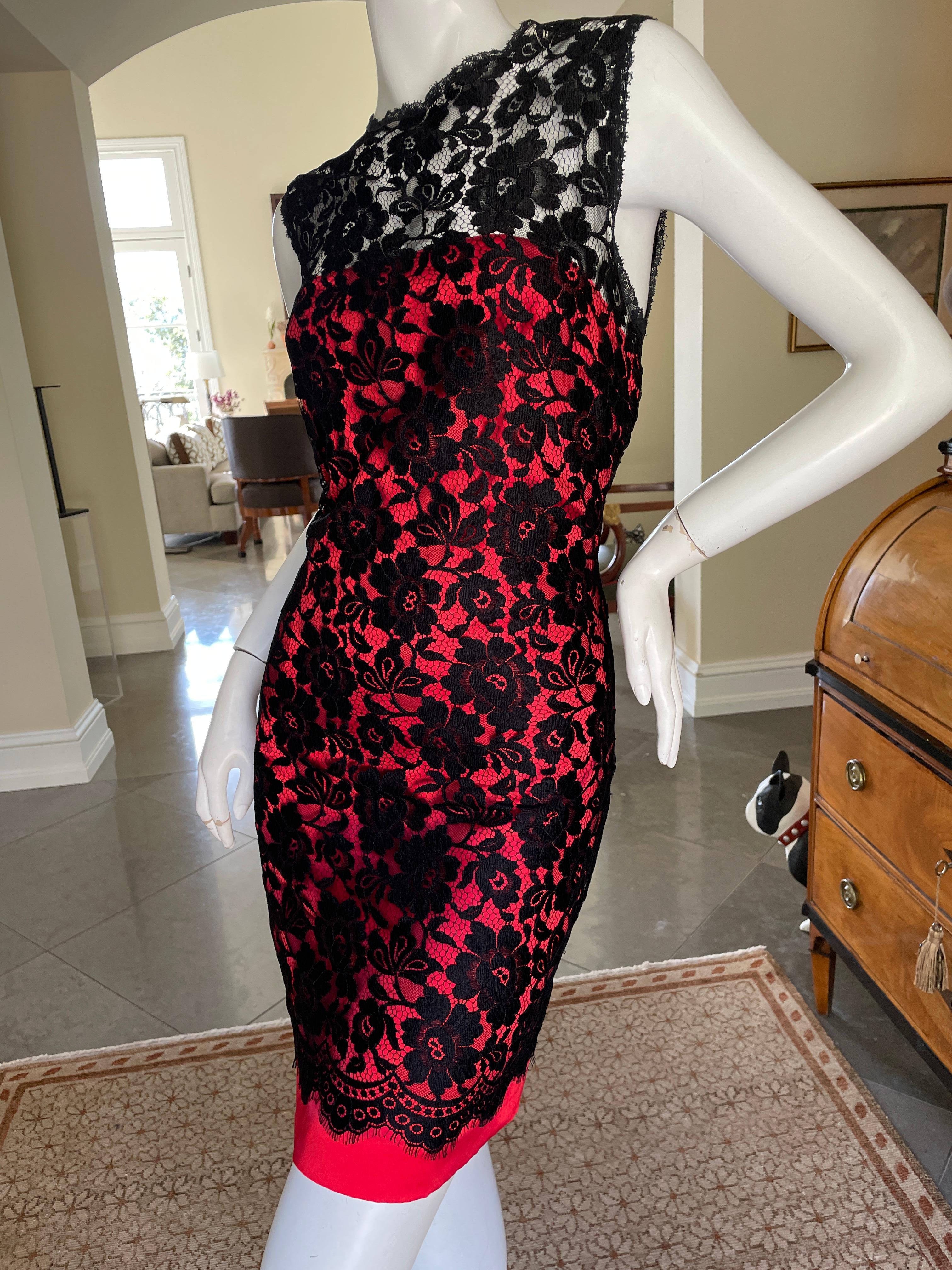 red dress with black lace overlay