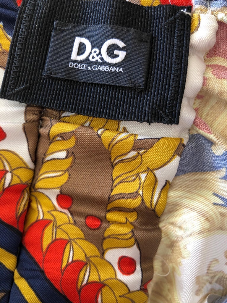 D&G Dolce and Gabbana Romantic Silk Scarf Fabric Baroque Print Cocktail ...