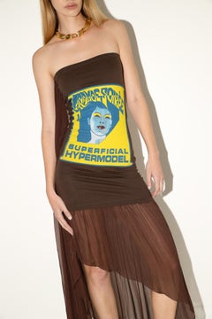 D&G Dolce & Gabbana S/S 2003 Superficial Hypermodel Chiffon Drape Dress