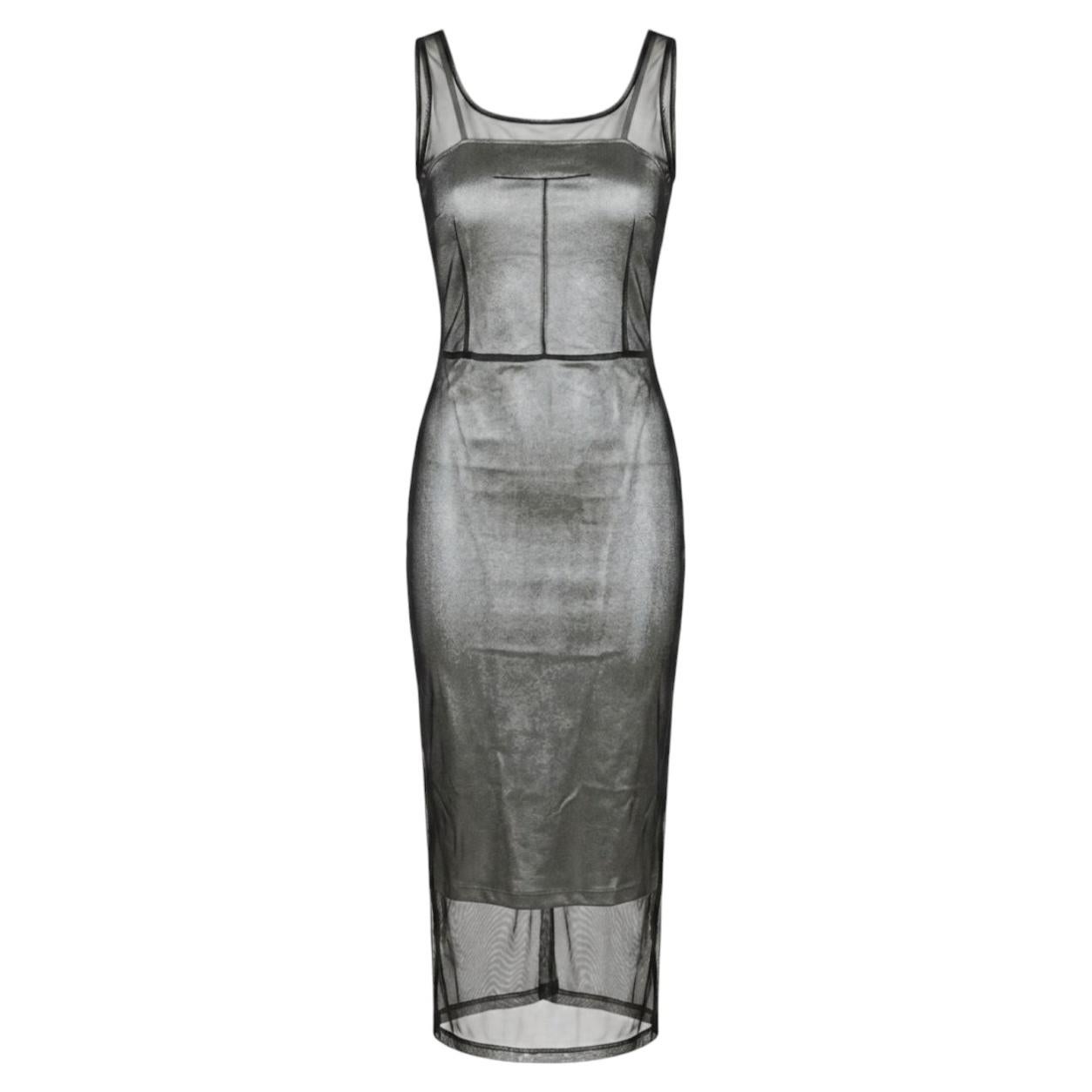 D&G Dolce & Gabbana Primavera/Estate 1998 Set a doppio strato in rete nera e argento in vendita