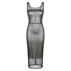 Conjunto de doble capa de malla negra y plateada de D&G Dolce & Gabbana, primavera/verano de 1998