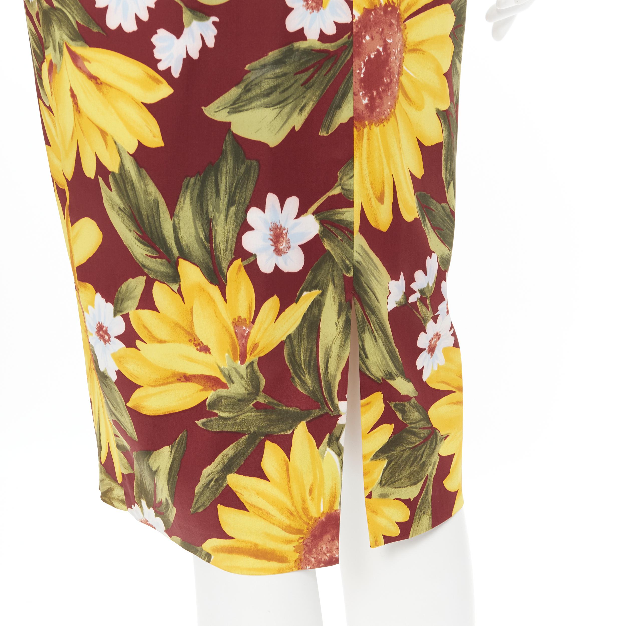 D&G DOLCE GABBANA sunflower floral print bodycon sheath dress IT42 M In Excellent Condition In Hong Kong, NT