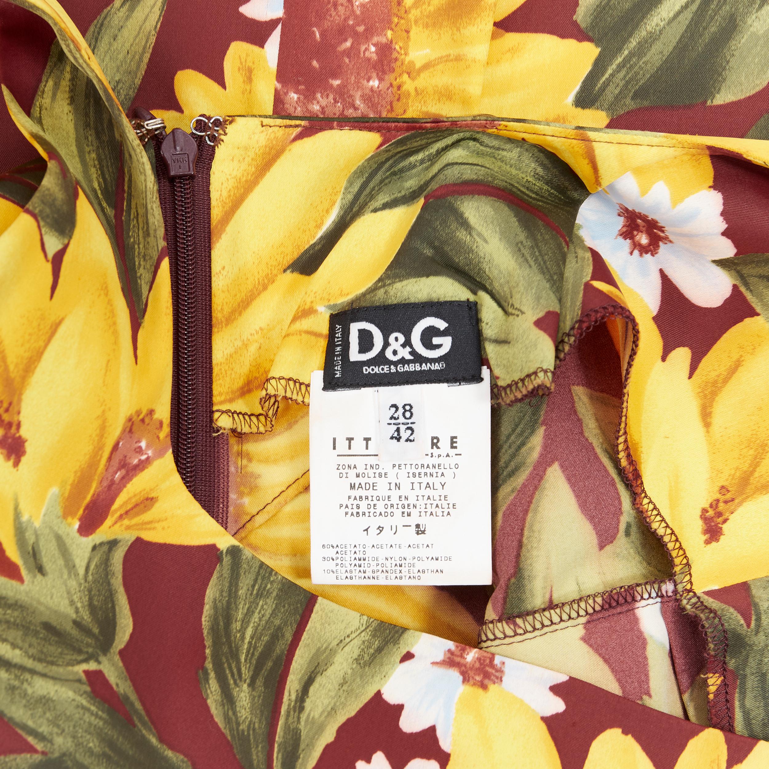 Women's D&G DOLCE GABBANA sunflower floral print bodycon sheath dress IT42 M