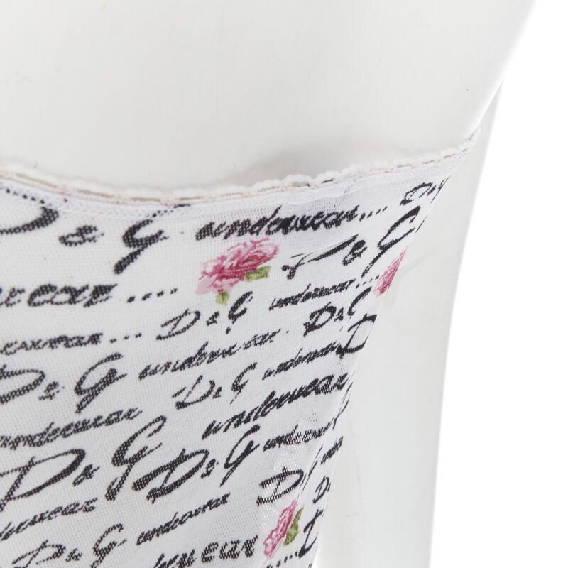D&G DOLCE GABBANA Underwear white logo rose mesh lace trim cami tank top M For Sale 4