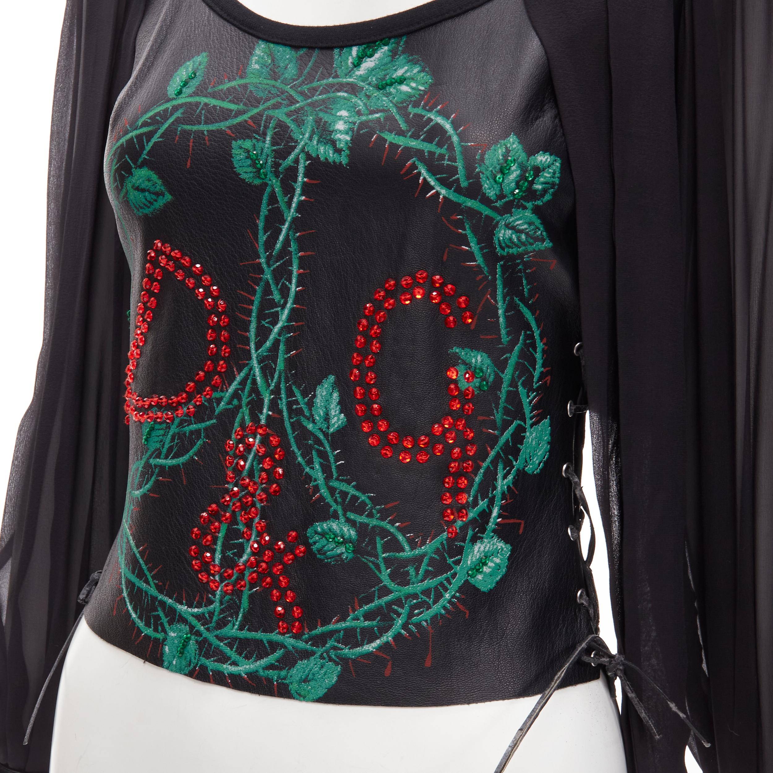 D&G DOLCE GABBANA Vintage 2001 Runway SilverSnake cuir corset blouse IT38 XS en vente 2